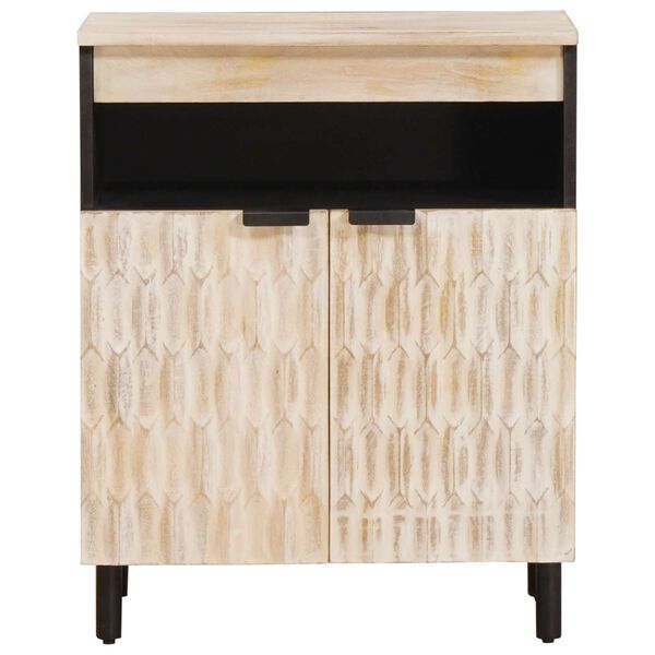 vidaXL Sideboard White Wash Finish 60 x 33 x 75 cm Solid Mango Wood