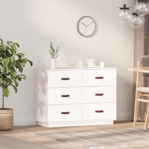 vidaXL Sideboard White 100x40x75 cm Solid Wood Pine