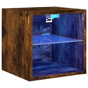 vidaXL TV Wall Cabinet with LED Lights Smoked Oak 30x28.5x30 cm