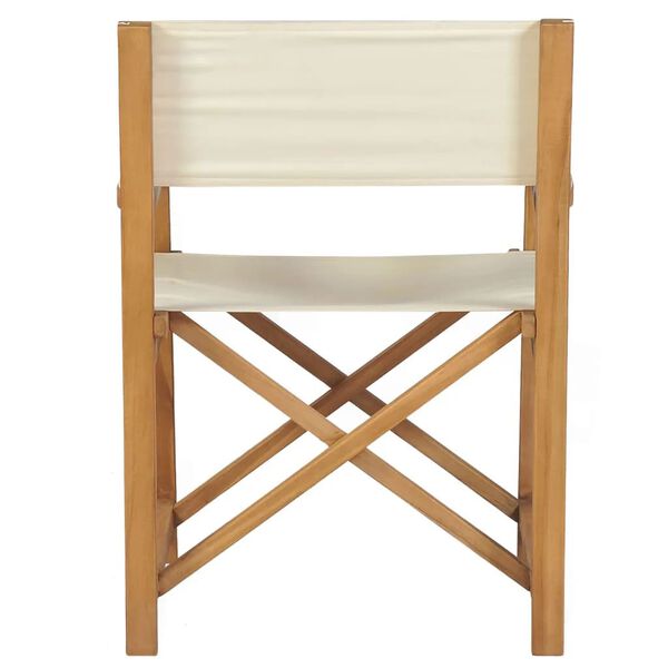 vidaXL Folding Director's Chairs 2 pcs Cream Solid Wood Teak