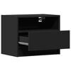 vidaXL Wall-mounted Bedside Cabinet with LED Lights Black