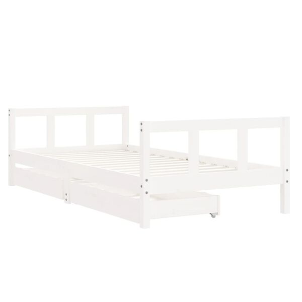 vidaXL Kids Bed Frame with Drawers White 90x190 cm Solid Wood Pine