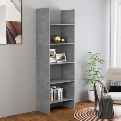vidaXL Book Cabinet Concrete Grey 60x35x180 cm Engineered Wood