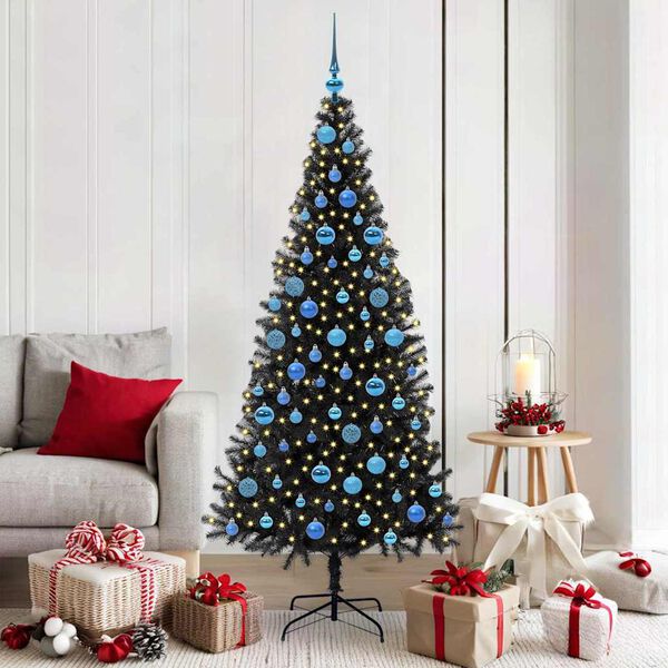 vidaXL Christmas Tree with 300 LEDs with Stand Black 180 cm PVC