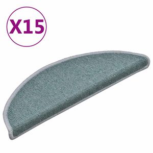 vidaXL Stair mats 15 pcs 56 x 17 x 3 cm Non-Slip Sea Blue