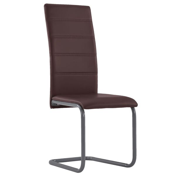 vidaXL Cantilever Dining Chairs 2 pcs Brown Faux Leather