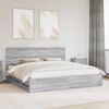 vidaXL Bed Frame with Drawer Grey Sonoma 200 x 200 cm Engineer Wood