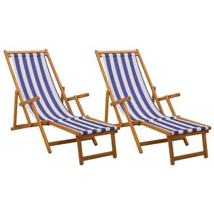 vidaXL Folding Sun Lounger 2 pcs 3 Position Solid Eucalyptus Wood