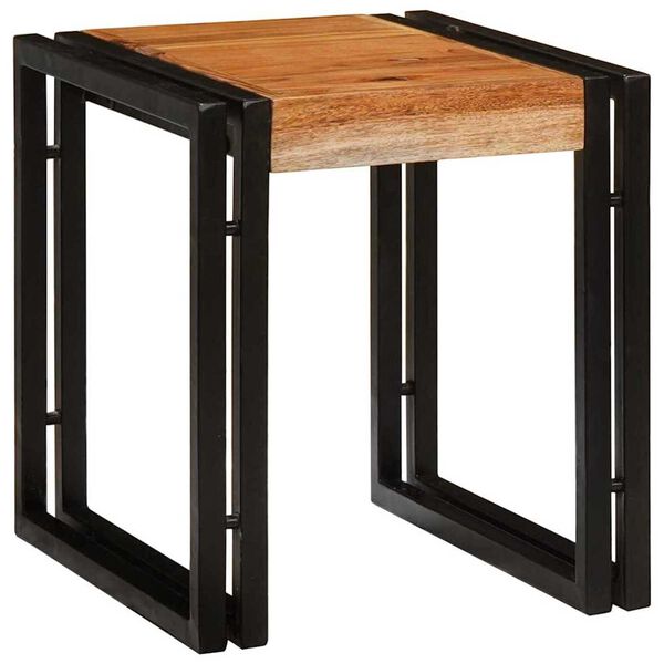 vidaXL Nesting Table 3 pcs Brown and Black Solid Acacia Wood and Metal