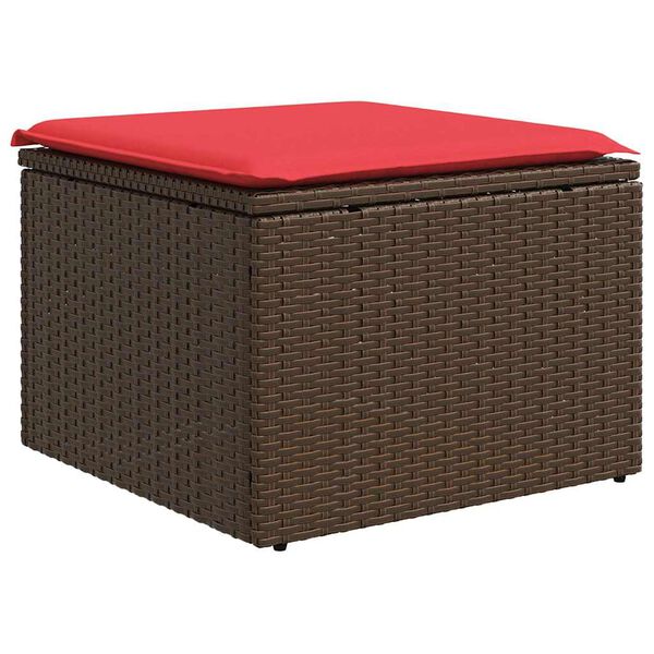 vidaXL Garden Stool Brown 55 x 55 x 37cm Poly Rattan