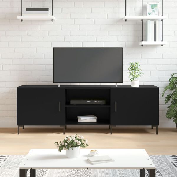 vidaXL TV Cabinet Black 150x30x50 cm Engineered Wood