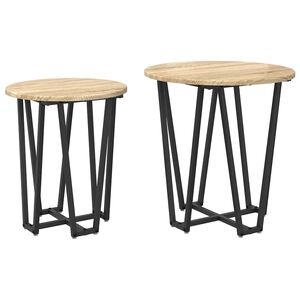 vidaXL Side Table Set 2 pcs Sonoma Oak and Black 50 x 50 x 50.5 cm