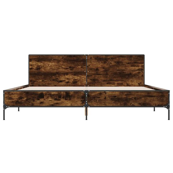 vidaXL Bed Frame without Mattress Smoked Oak 180x200 cm Super King