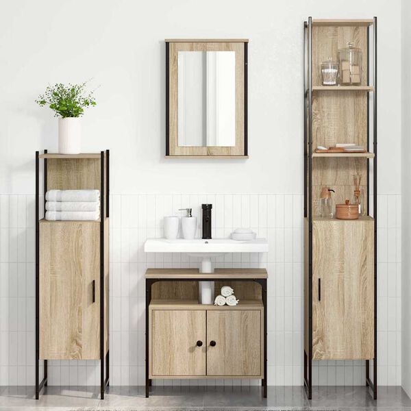vidaXL Bathroom Furniture Set 4 pcs Sonoma Oak Engineered Wood