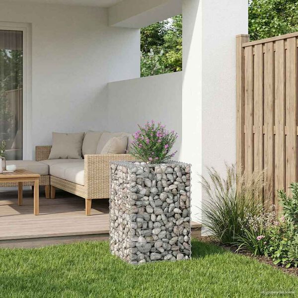 vidaXL Gabion Raised Bed Silver 50 x 50 x 80 cm Galvanised Steel