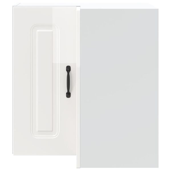 vidaXL Kitchen Wall Corner Cabinet Kalmar High Gloss White Engineered Wood