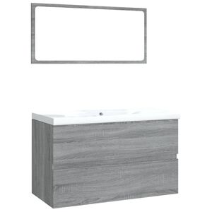 vidaXL Bathroom Furniture Set Grey Sonoma Engineered Wood