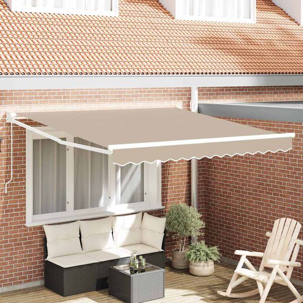 vidaXL Retractable Awning Beige 350 x 250 cm Polyester and Aluminium