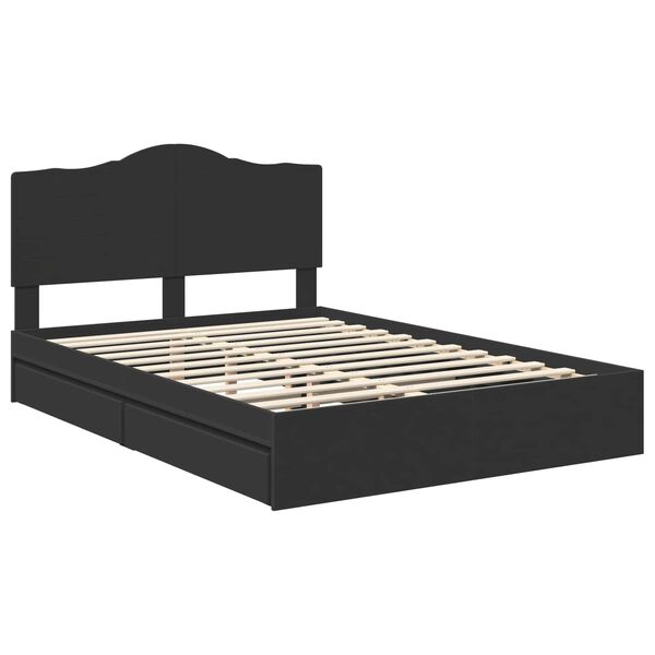 vidaXL Storage Bed with Headboard Black 150 x 200 cm Engineered Wood