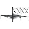 vidaXL Metal Bed Frame without Mattress with Headboard Black 120x200cm