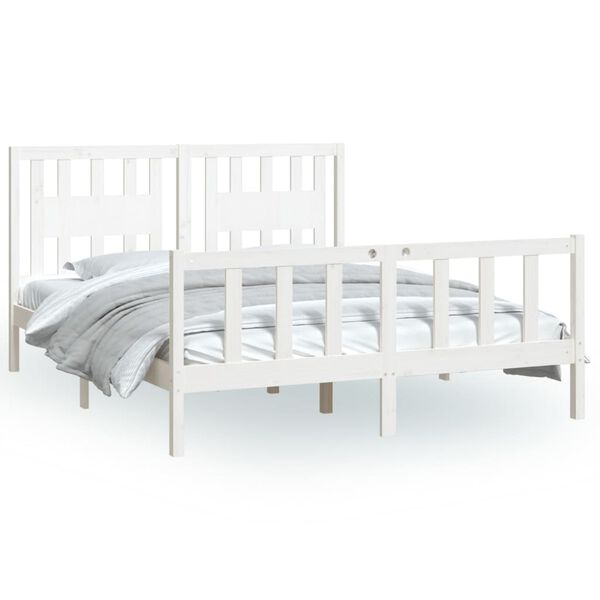 vidaXL Bed Frame without Mattress White Solid Wood Pine 160x200 cm