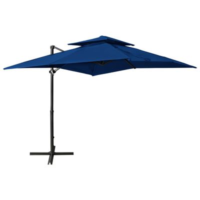 vidaXL Cantilever Umbrella with Double Top 250x250 cm Azure Blue