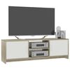 vidaXL TV Cabinet White and Sonoma Oak 120x30x37.5 cm Engineered Wood