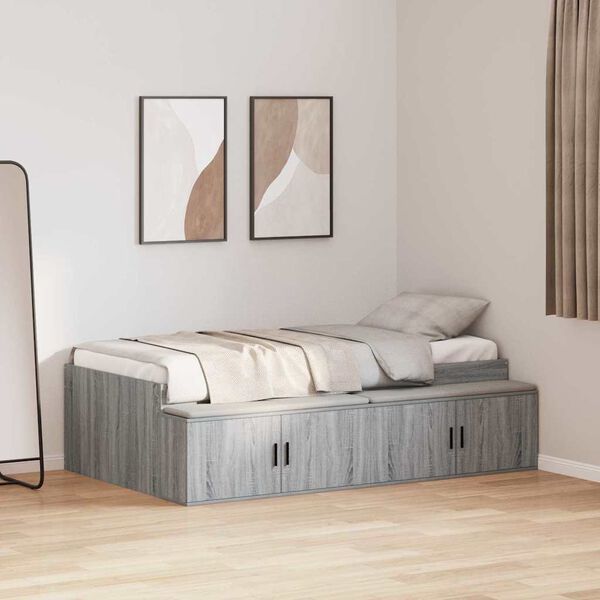 vidaXL Bed Frame with Drawer Grey Sonoma 80 x 200 cm Engineered Wood