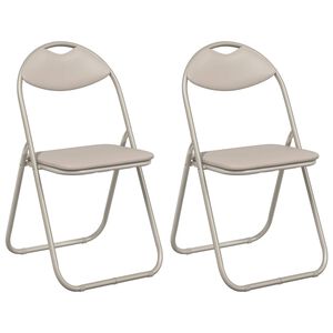 vidaXL Folding Chair 2 pcs Sand 48 x 43.5 x 81 cm Faux Leather