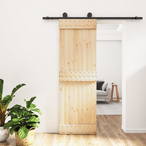 vidaXL Sliding Door with Hardware Set 70x210 cm Solid Wood Pine