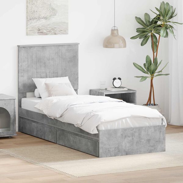 vidaXL Storage Bed Concrete Grey 75 x 190 cm Engineered Wood