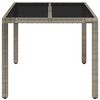 vidaXL Garden Table with Glass Top Grey 90x90x75 cm Poly Rattan