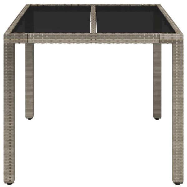 vidaXL Garden Table with Glass Top Grey 90x90x75 cm Poly Rattan