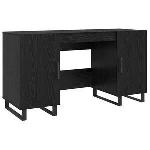 vidaXL Desk with Shelf Black oak 140 x 50 x 75 cm Engineered wood