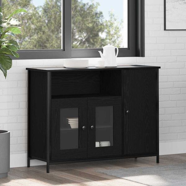 vidaXL Sideboard Black Oak 100 x 35 x 75 cm
