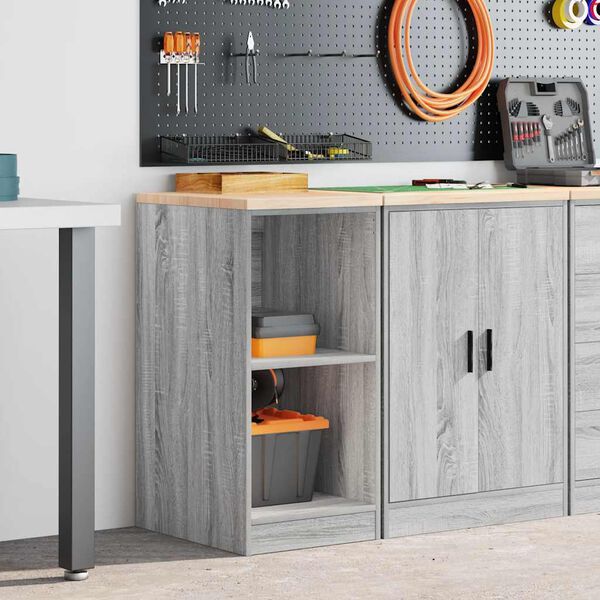 vidaXL Garage Storage Cabinet Grey Sonoma 40x51x85 cm Solid Wood Pine