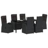 vidaXL Garden Dining Set with Cushion 7 pcs Black Poly Rattan