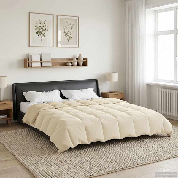 vidaXL Summer Duvet Quilted Cream 220 x 260 cm Microfiber