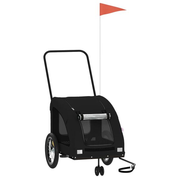 vidaXL Pet Bike Trailer Black Oxford Fabric and Iron