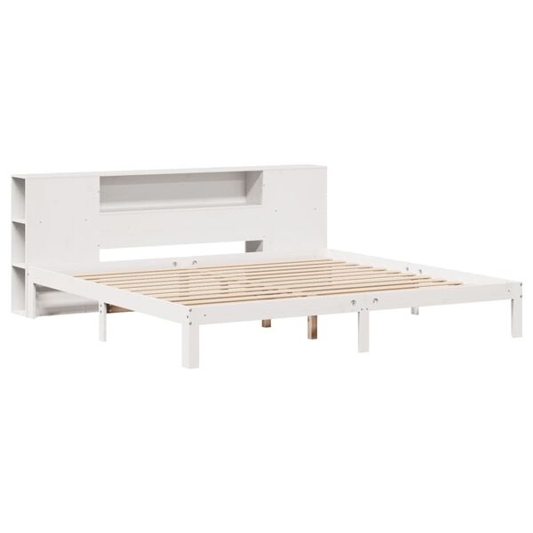 vidaXL Bookcase Bed without Mattress White 180x200 cm Super King Solid Wood Pine