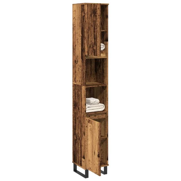 vidaXL Bathroom Cabinet Old Wood 30x30x190 cm Engineered Wood