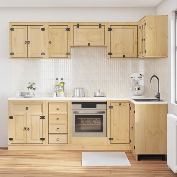 vidaXL Cabinet with Drawer SKI 10 pcs Honey Brown Solid Pine Wood