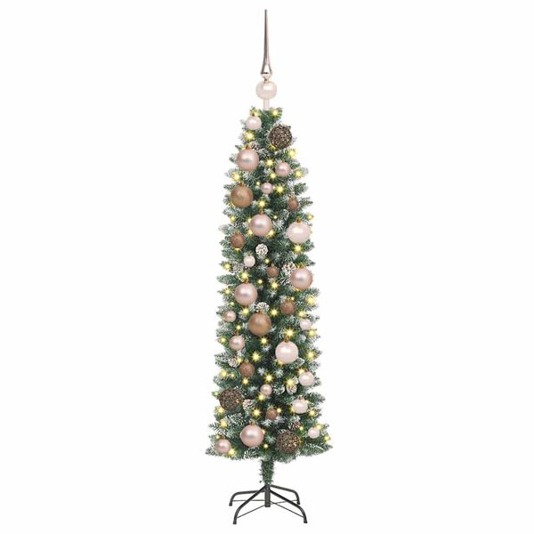 vidaXL Artificial Slim Christmas Tree Green and White 120 cm