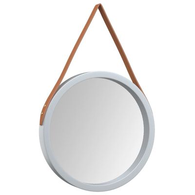 vidaXL Wall Mirror with Strap Silver Ø 35 cm