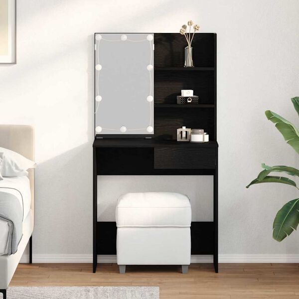 vidaXL Dressing Table Black Oak 74.5 x 40 x 141 cm Engineered Wood