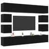 vidaXL TV Cabinet Set Wall-mounted Black Oak Engineered Wood