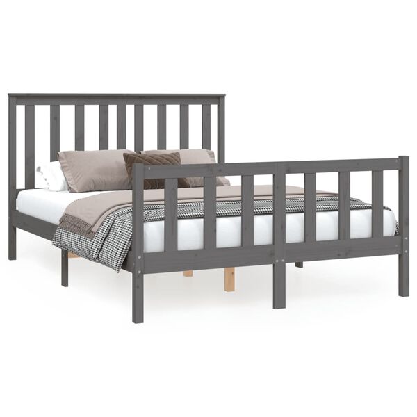 vidaXL Bed Frame without Mattress Grey 120x200 cm Solid Wood Pine