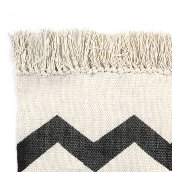 vidaXL Kilim Rug Cotton 120x180 cm with Pattern Black/White