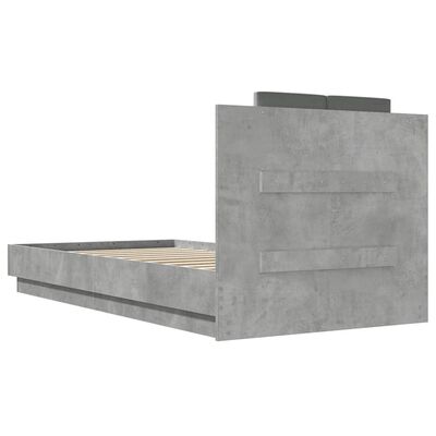 vidaXL Bed Frame with Headboard and LED Lights Concrete Grey 90x190 cm Single