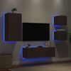 vidaXL 4 Piece TV Wall Cabinets with LED Lights Brown Oak
